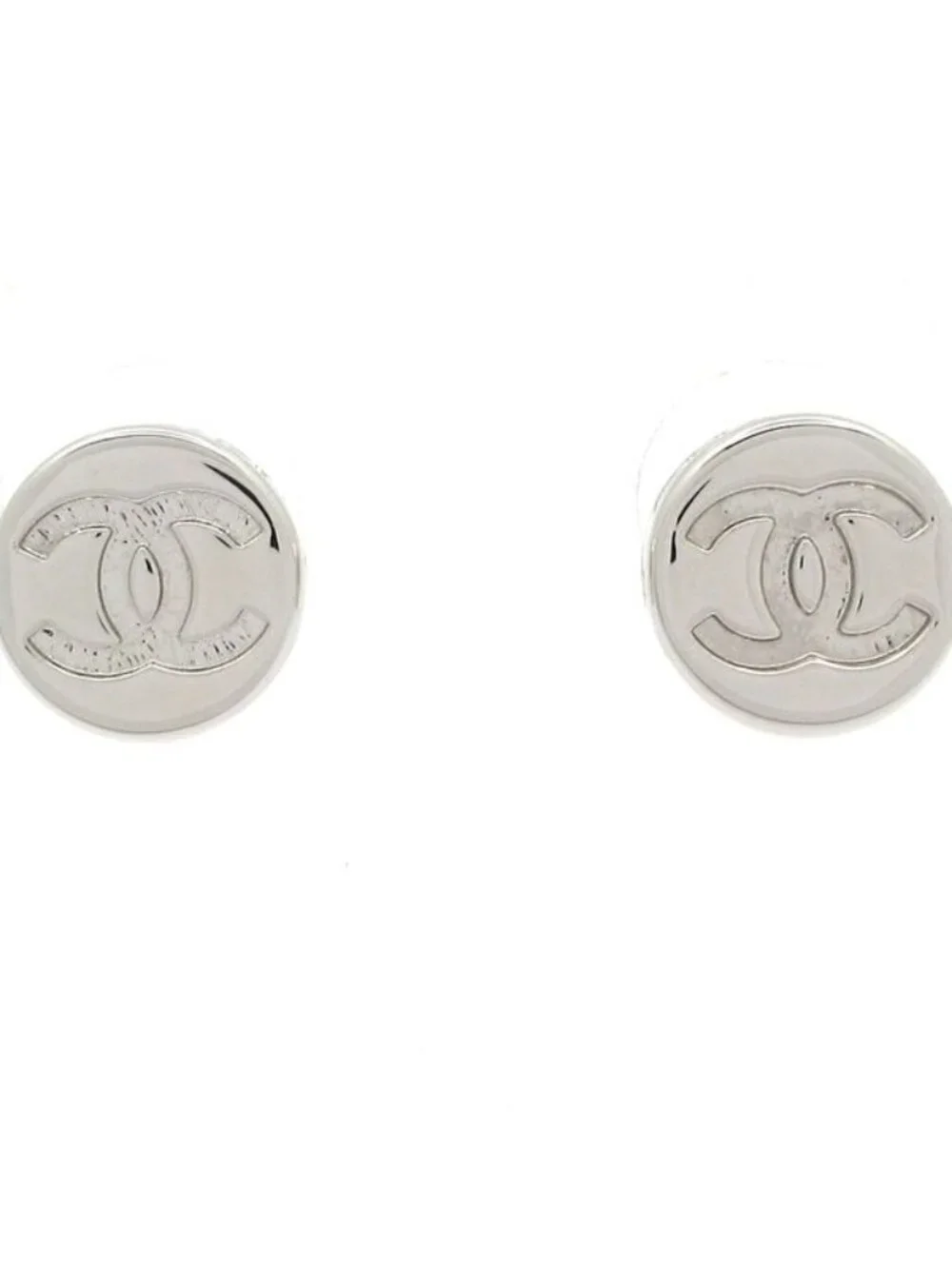★SOLD★ Chanel Earrings CC Logo Silver - Picture 1 of 7